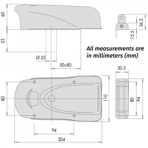 CISA Elettrika 1A731 Electric Lock Dimensions