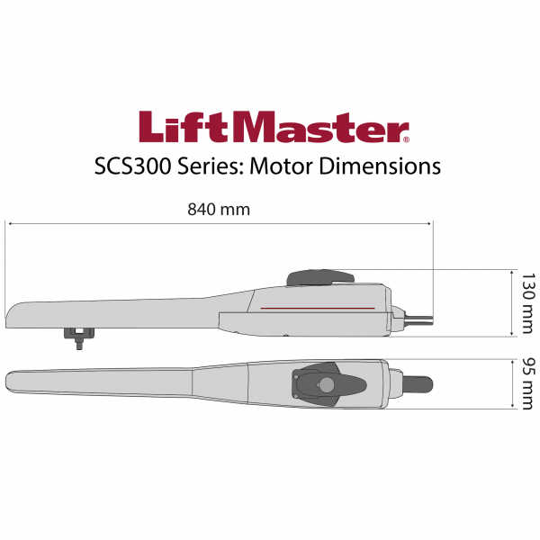 LiftMaster SCS300 Series Motor Dimensions