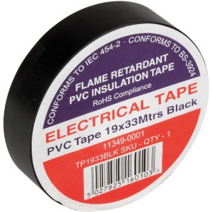 TP1933BLK Black Electrical Tape 19MM x 33M Roll