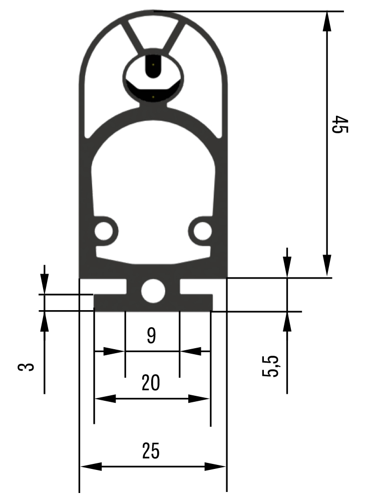 Dimensions for the GF25.30 SENTIR edge