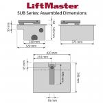 LiftMaster SUB Series Motor and Foundation Box Dimensions