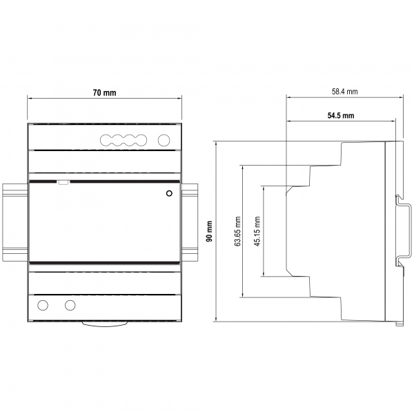 Meanwell HDR-100 Series DIN Rail PSU Dimensions