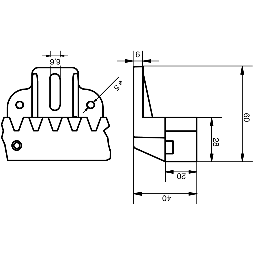 ACRN6 Nylon M4 Sliding Gate Rack - 1m (V6-1200) - EasyGates.co.uk