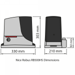 Nice Robus 500 HS RB500HS Motor Dimensions