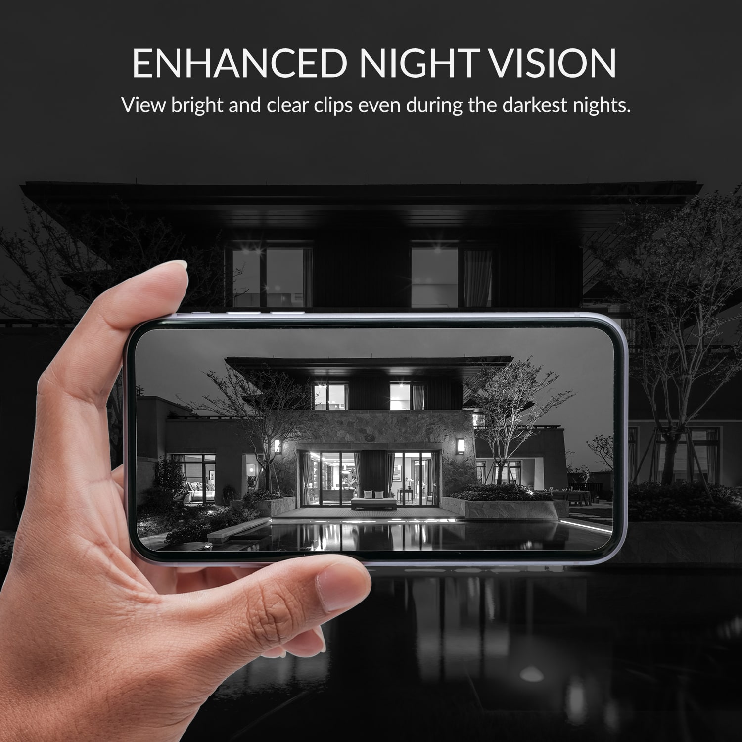 Enhanced Night Vision - View bright and clear clips even during the darkest nights
