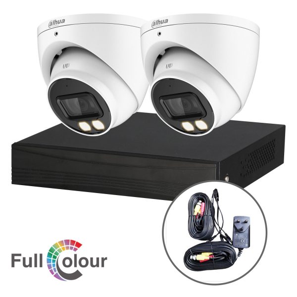 QVIS Dahua Kit - 2x Dahua 2MP Full-Colour Turret Cameras with 8 Channel 1TB DVR