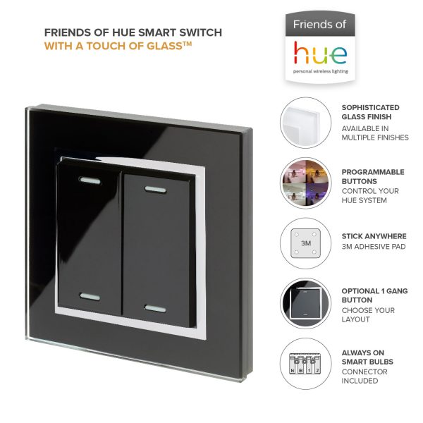 Retrotouch Friends Of Hue Smart Switch Black Chrome Trim 02801