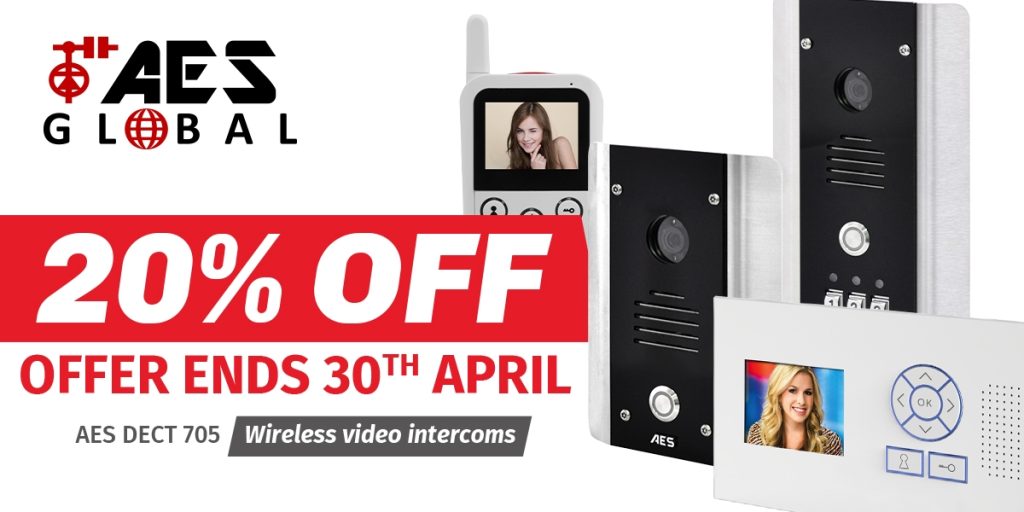 20% off AES DECT 705 wireless video intercoms, offer ends 30th April